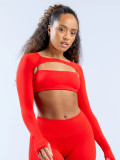 Women Strap Top and Long Sleeve Set Sports Set