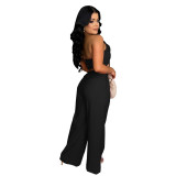 Women  Sexy Bowknot Top and Pants Two Piece Set