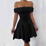 Women Summer Off Shoulder Irregular Strapless Off-shoulder sexy dress
