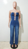 Women  Strapless Backless Denim Jumpsuits