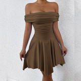 Women Summer Off Shoulder Irregular Strapless Off-shoulder sexy dress