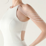 Women beaded off-shoulder one-shoulder slit evening dress