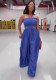 Women Sexy Suspender Wrap Wide Leg Jumpsuit