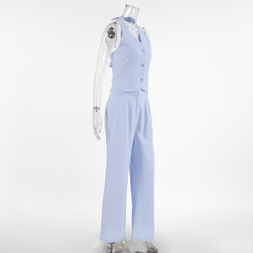 Women Summer Sleeveless Vest and Pants Two Piece Set