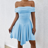 Women Summer Off Shoulder Irregular Strapless Off-shoulder sexy dress