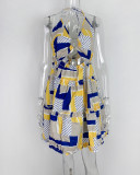 Women's Summer Sexy Cutout Halter Neck V-Neck Cake Dress