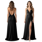 Sexy fashion solid color strap women's dress