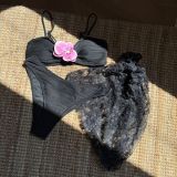 Fashion solid color Two Pieces women's bikini Three-Piece Swimsuit