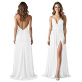 Sexy fashion solid color strap women's dress