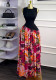 Women's Summer print Round Neck sleeveless high waist A-line long dress