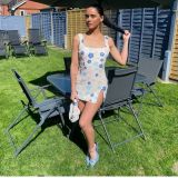 Spring Summer Multi-Color Flower Diamond Plaid Sequin Slit Bodycon Sexy Dress