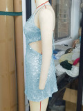 Sexy Low Back Sequin Strap Dress women's beach dress