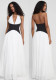 Contrast color sexy Holidays Casual Halter Neck deep v Low Back long dress