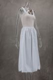 Fashion Summer Sleeveless Mesh Patchwork Sleeveless Slim Chic Dress