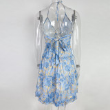 Women's Summer Sexy Cutout Halter Neck V-Neck Cake Dress