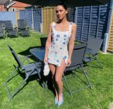 Spring Summer Multi-Color Flower Diamond Plaid Sequin Slit Bodycon Sexy Dress