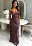 Summer women's v-neck tie sleeveless Chic Slim Waist fashion dress