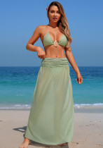 Sexy long skirt strap beach bikini women's Three-Piece swimsuit