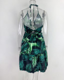 Women's Summer Sexy Cutout Halter Neck V-Neck Cake Dress