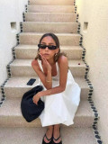 Fashion Summer Sleeveless Mesh Patchwork Sleeveless Slim Chic Dress