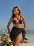Fashion solid color Two Pieces women's bikini Three-Piece Swimsuit