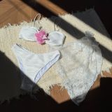 Fashion solid color Two Pieces women's bikini Three-Piece Swimsuit