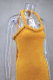 Autumn and Winter Braided Twist Rope Strap Tassel Short Dress