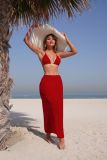 Solid Color Mesh Long Skirt Fashion Sexy Bikini Women's Three-Piece Swimsuit