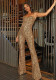 Fashionable women's sexy chain strap Low Back belt sequin Jumpsuit