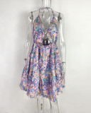 Women's Summer Sexy Cutout Halter Neck V-Neck Cake Dress