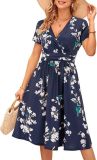 Sexy Fashion Print V-Neck Short Sleeve Women's Dress