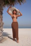 Solid Color Mesh Long Skirt Fashion Sexy Bikini Women's Three-Piece Swimsuit