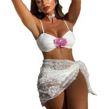 Fashion solid color Two Pieces women's bikini Three-Piece Swimsuit