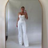 Fashionable women's sexy chain strap Low Back belt sequin Jumpsuit
