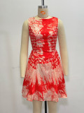 spring Summer African women's fashion Chic Elegant sleeveless pleated dress