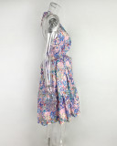 Women's Summer Sexy Cutout Halter Neck V-Neck Cake Dress