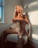 Fashionable women's sexy chain strap Low Back belt sequin Jumpsuit