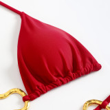 Solid Color Mesh Long Skirt Fashion Sexy Bikini Women's Three-Piece Swimsuit