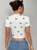 Women Summer Hip-Hop Rock Short Sleeve Crop T-Shirt