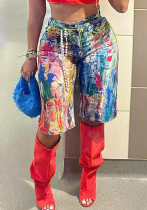 Women Casual Painted Printed Shorts