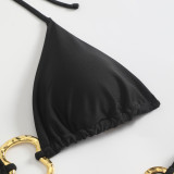 Solid Color Mesh Long Skirt Fashion Sexy Bikini Women's Three-Piece Swimsuit