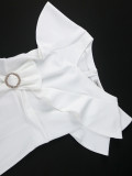 Women Elegant Slash Shoulder Ruffle Bodycon Bow Dresses