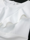 Women Elegant Slash Shoulder Ruffle Bodycon Bow Dresses