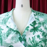 Plus Size Summer Women Printed Short Sleeve Dress