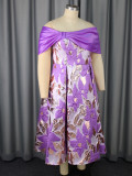 Women Sexy Off Shoulder Jacquard Elegant Formal Party Dresses