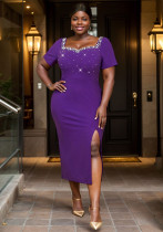 Women African V-Neck Beaded Evening Sexy Slit Bodycon Dresses Women African V-Neck Beaded Evening Sexy Slit Bodycon Dresses