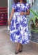 Plus Size Summer Women Printed Short Sleeve Dress