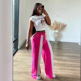 Women Casual Patchwork Loose Straight Pants
