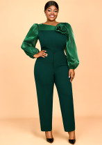 Plus Size Women Ruffle Puff Sleeve Top and Pant Two-piece Set Plus Size Women Ruffle Puff Sleeve Top and Pant Two-piece Set