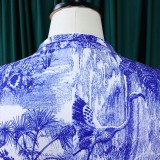 Plus Size Summer Women Printed Short Sleeve Dress